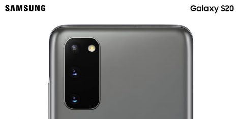 Galaxy S20 telefon, krupno prikazan gornji zadnji deo sa kamerom